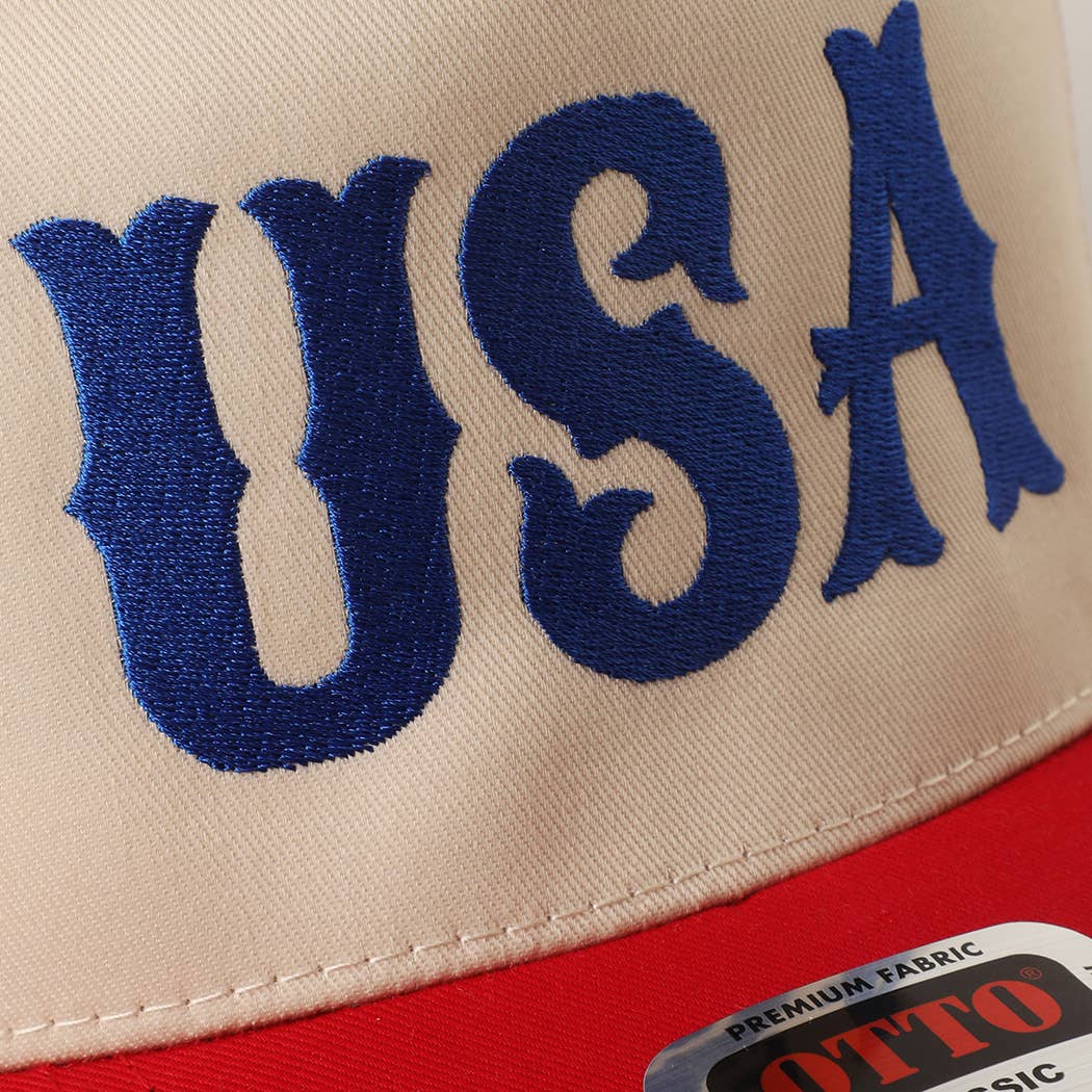 USA Typography Embroidery Two-Tone Trucker Hat