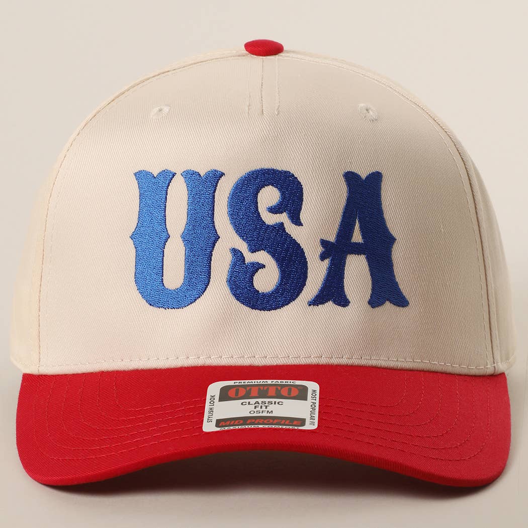 USA Typography Embroidery Two-Tone Trucker Hat