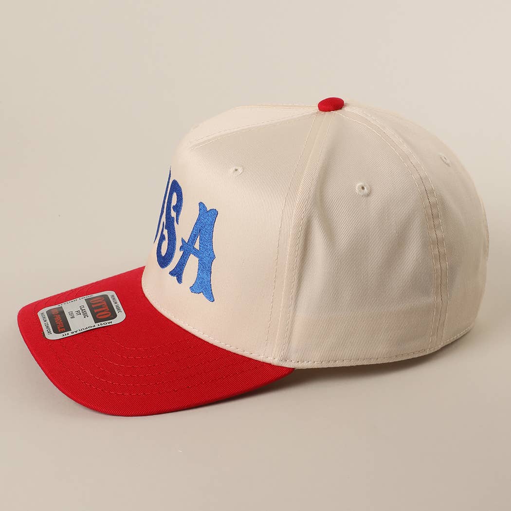 USA Typography Embroidery Two-Tone Trucker Hat
