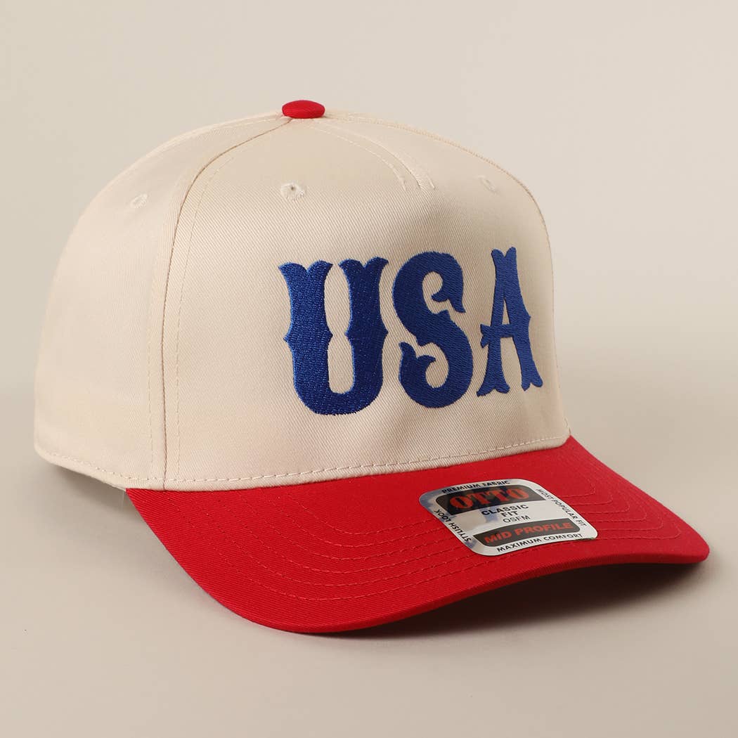 USA Typography Embroidery Two-Tone Trucker Hat