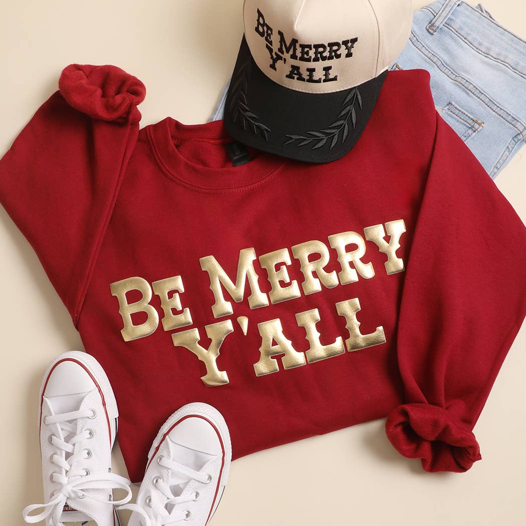 Be Merry Y'all Puffy Sweatshirt